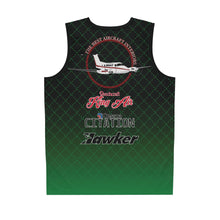 Load image into Gallery viewer, AOP Hawker King Air Aviation Basketball Jersey — Green Gradient Plane Design