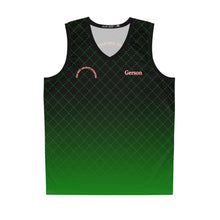 Load image into Gallery viewer, AOP Basketball Jersey — Green Gradient 'King Air Citation Hawker' Aviation Design
